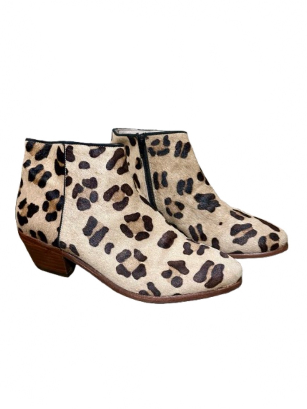 Boden Leopard Calf Hair Ankle Booties Size 40 US 8.5 Brown Black Leather